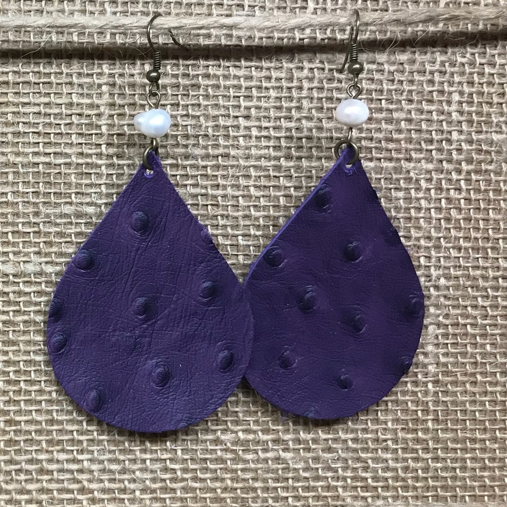 Large genuine leather earrings